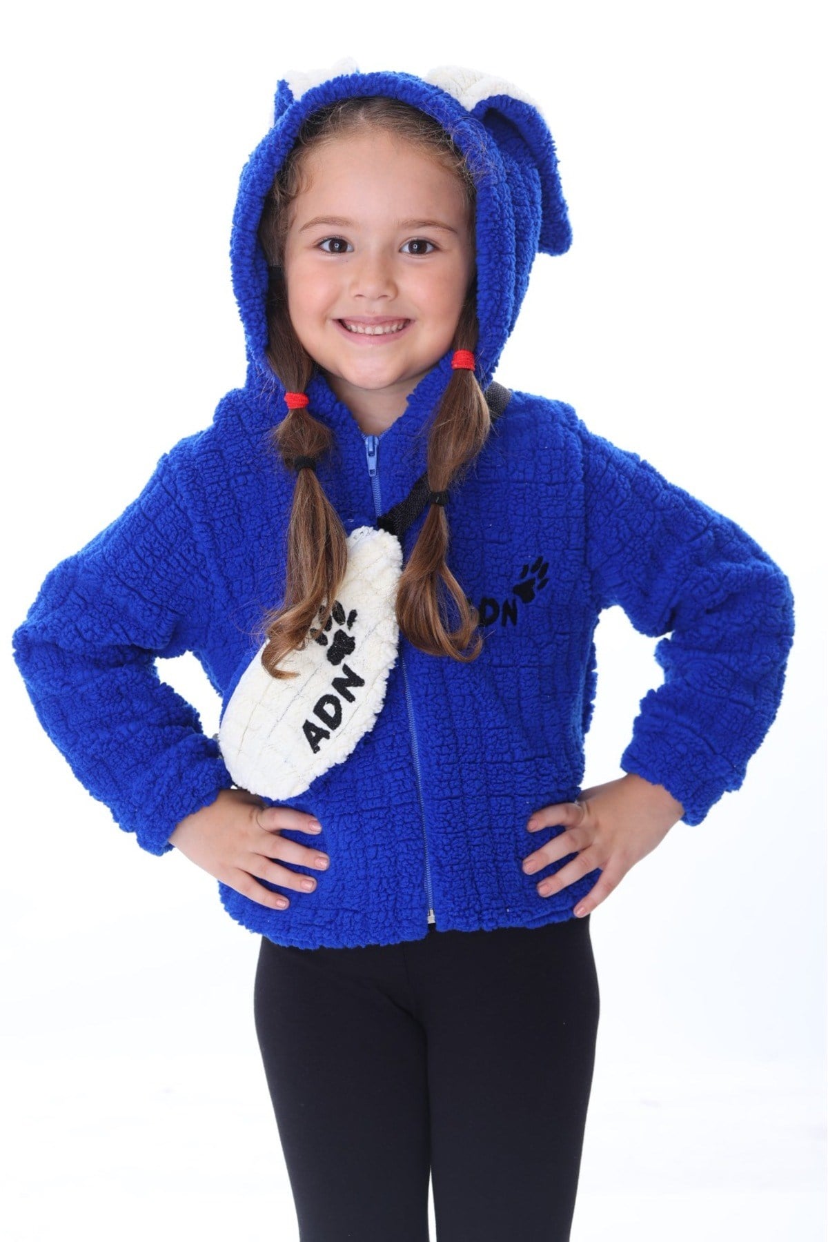 Sax Mavisi Kareluxe Peluş Aksesuarlı Çocuk Hırka - Unisex 1-5 Yaş