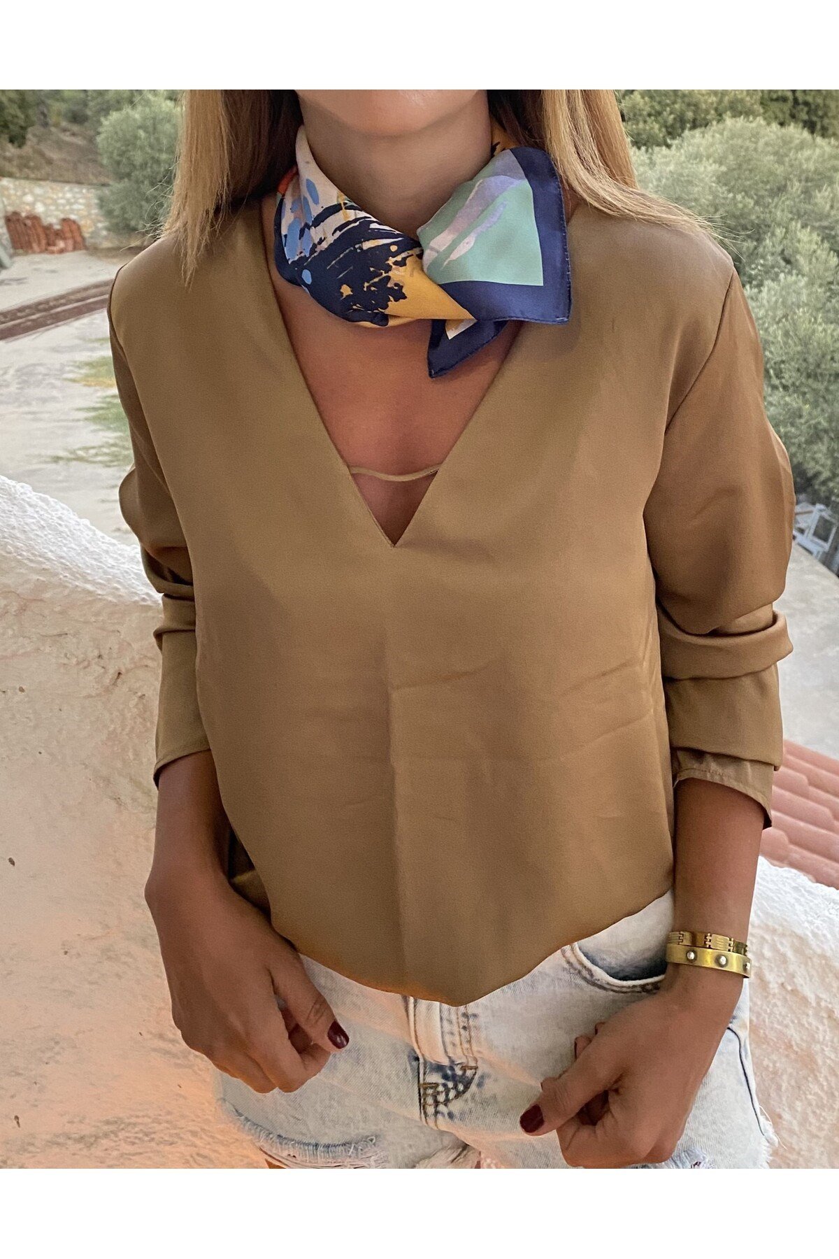 ¿ Mavi Mare Fular / Bandana Kadın Giyim Aksesuar