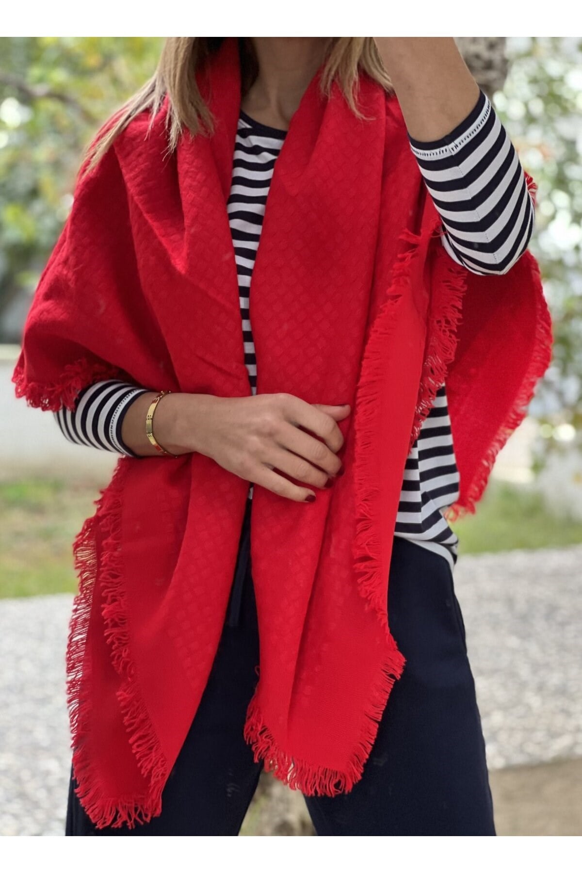 CRISTINA kırmızı akrilik şal