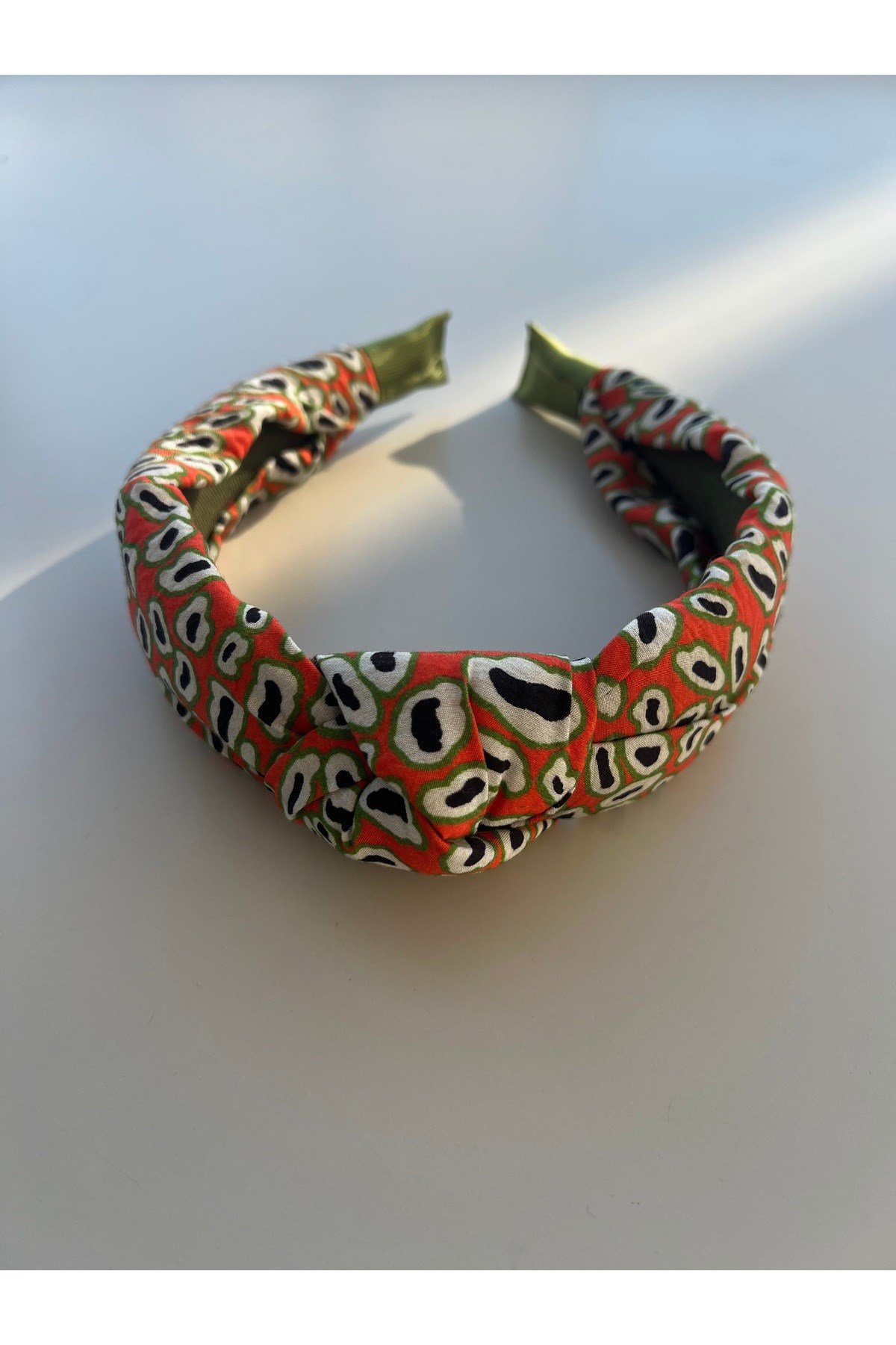 Desenli düğümlü kumaş taç bandana