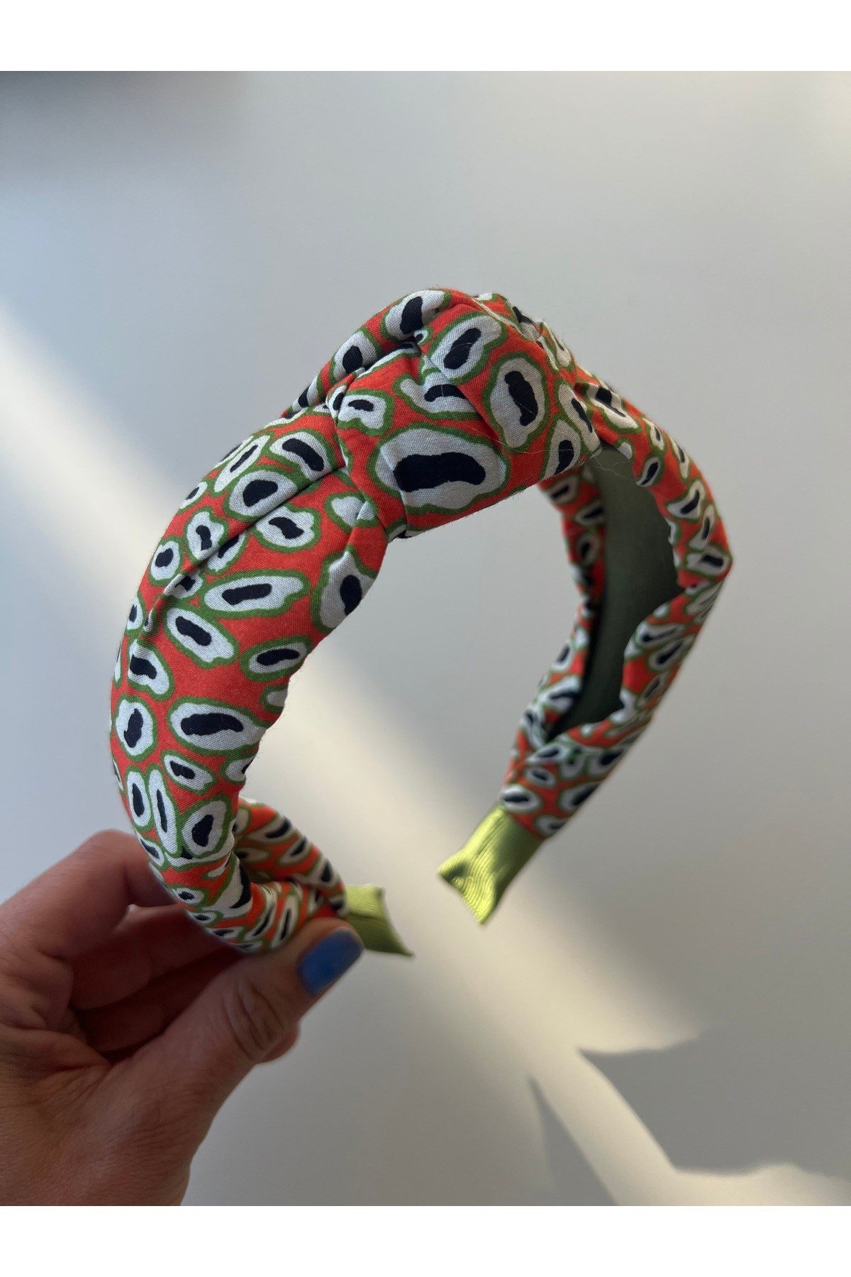 Desenli düğümlü kumaş taç bandana