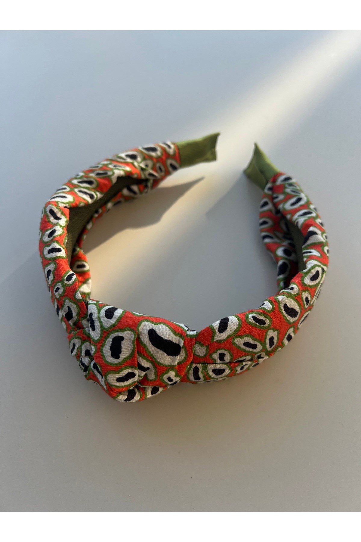 Desenli düğümlü kumaş taç bandana