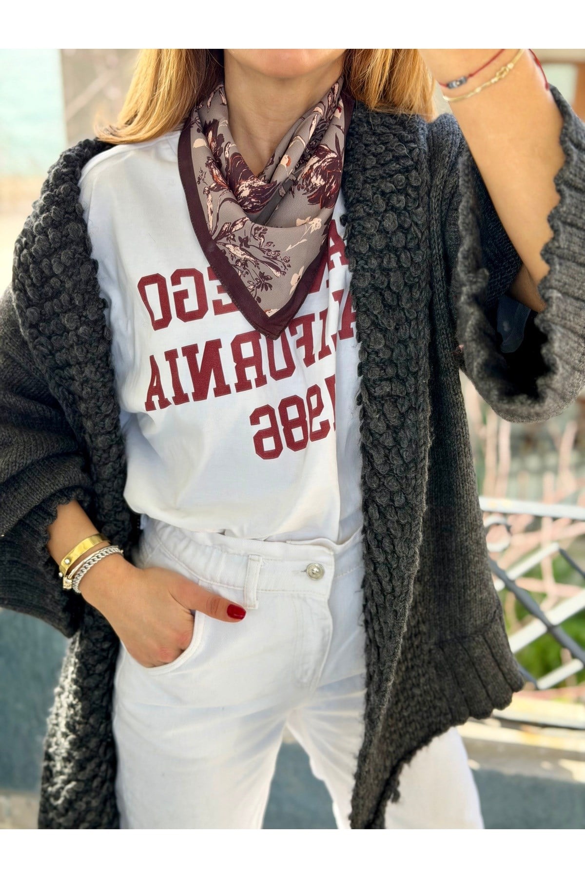 Desenli Fular Bandana 50x50 Kadın Giyim Aksesuar