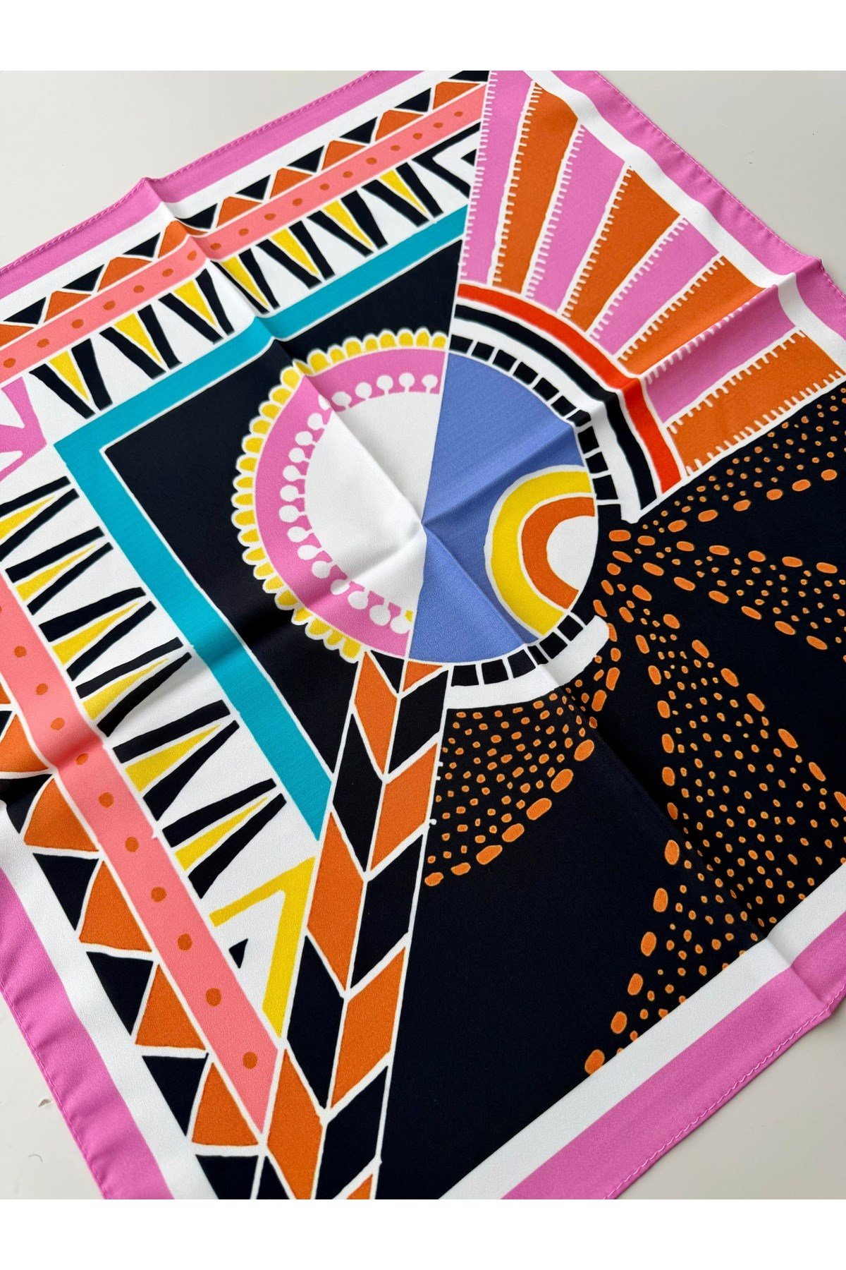 Desenli Renkli Fular Bandana 50x50 Kadın Giyim Aksesuar