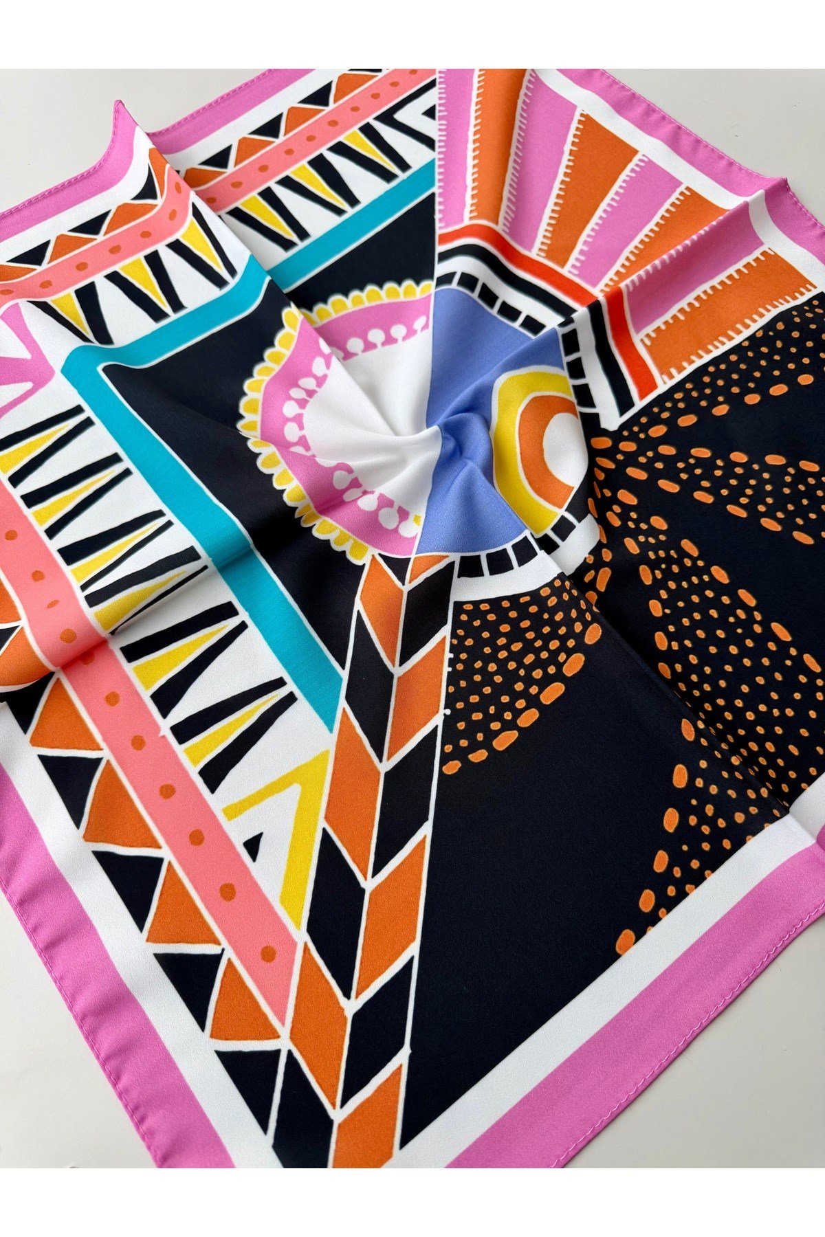 Desenli Renkli Fular Bandana 50x50 Kadın Giyim Aksesuar