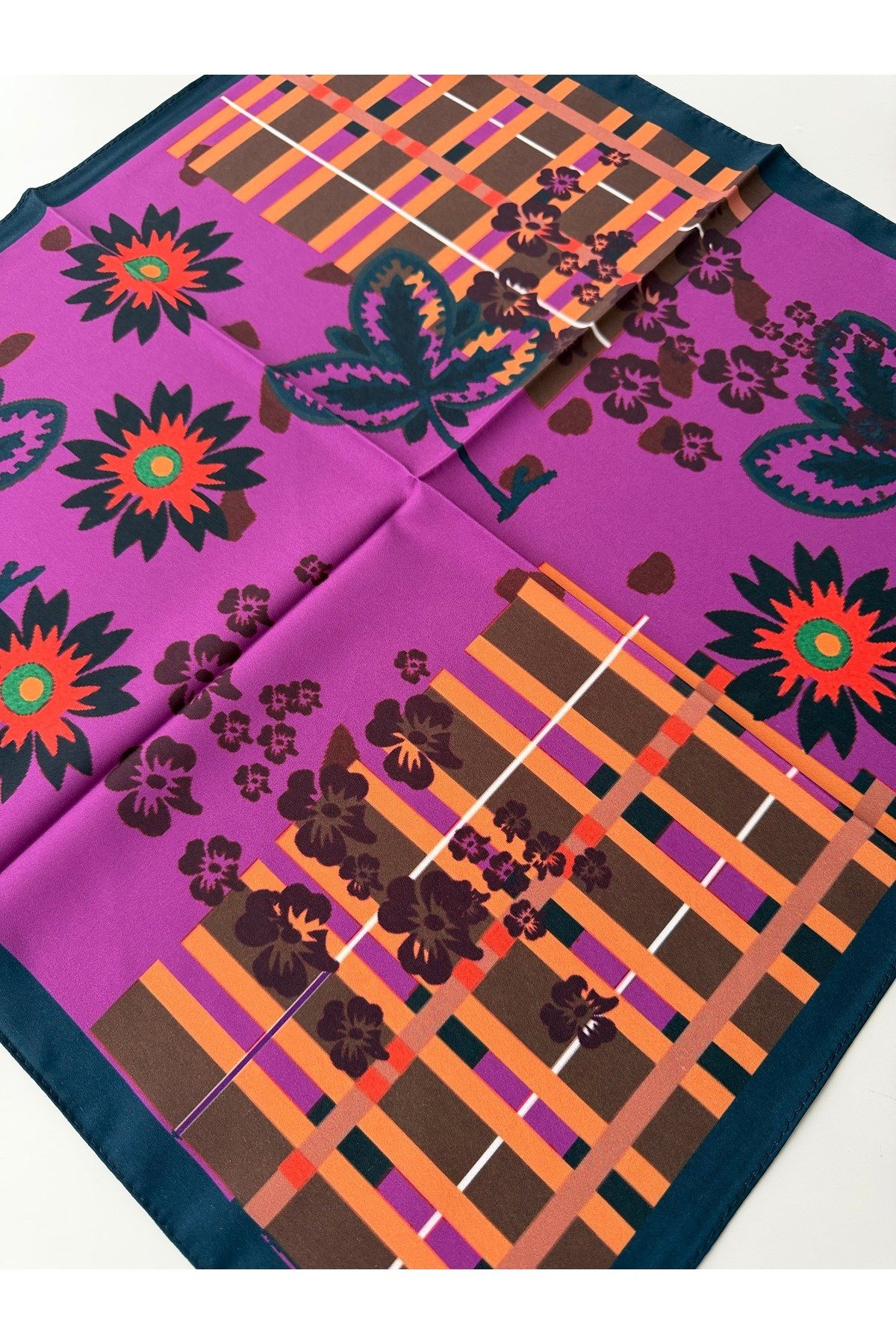 Desenli Renkli Fular Bandana 50x50 Kadın Giyim Aksesuar