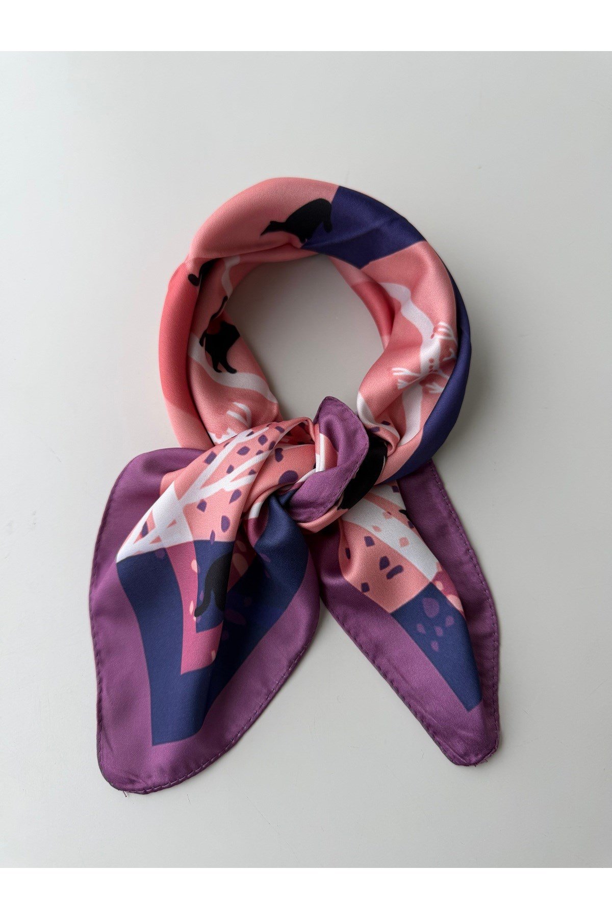 Desenli Renkli Fular Bandana 50x50 Kadın Giyim Aksesuar