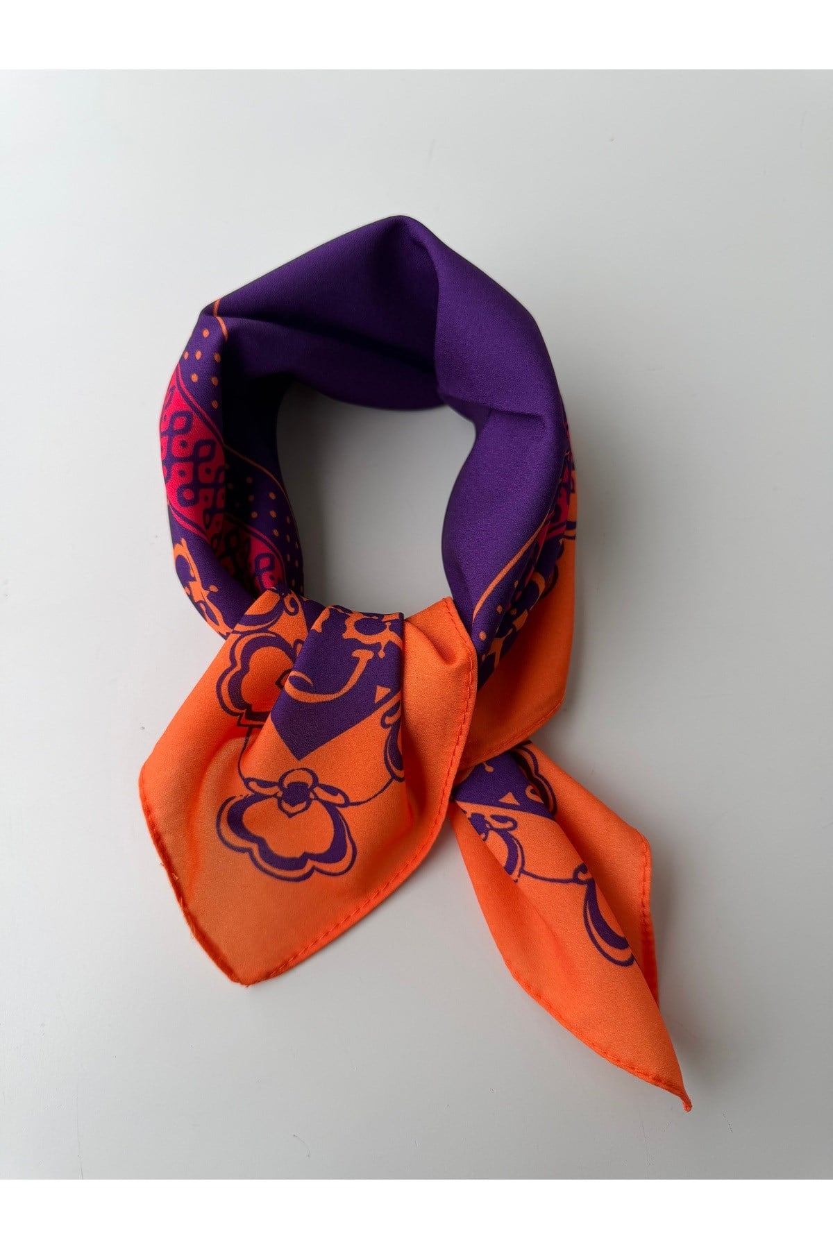 Desenli Renkli Fular Bandana 50x50 Kadın Giyim Aksesuar