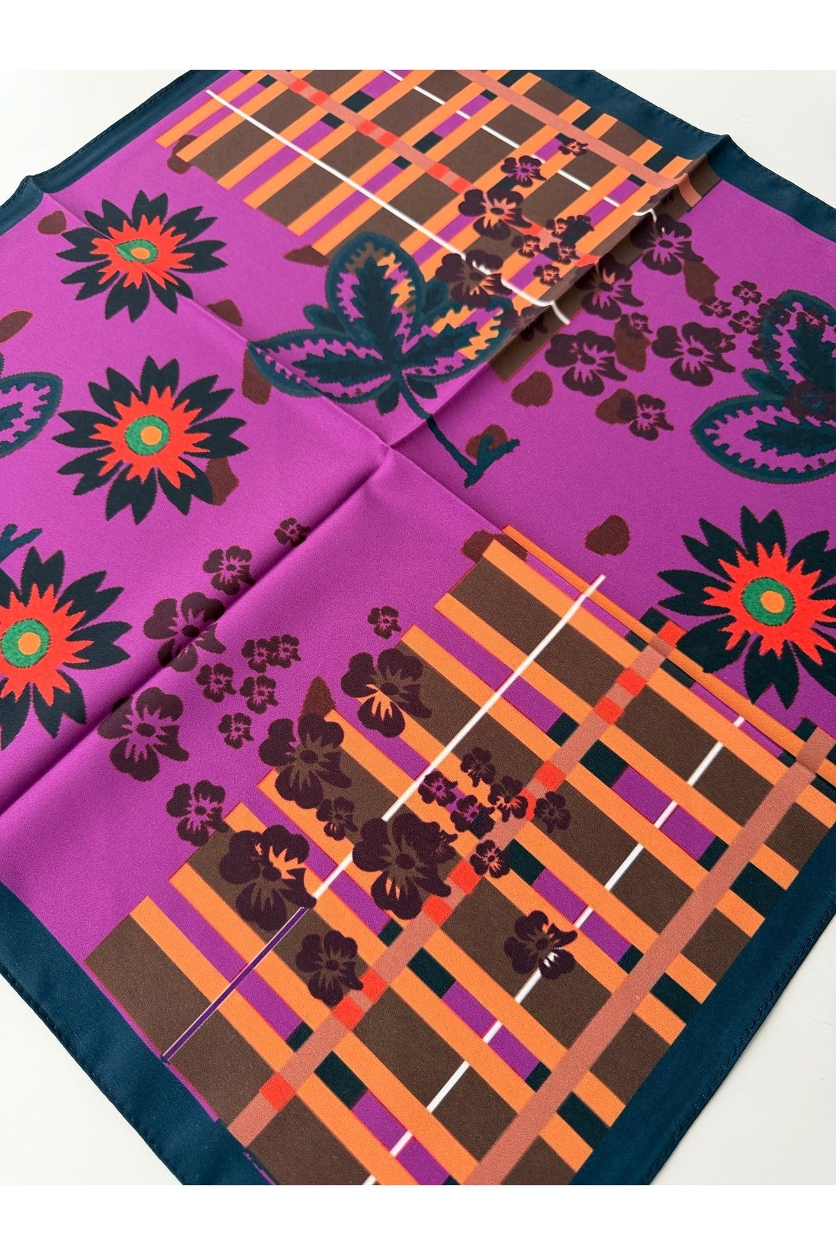 Desenli Renkli Fular Bandana 50x50 Kadın Giyim Aksesuar