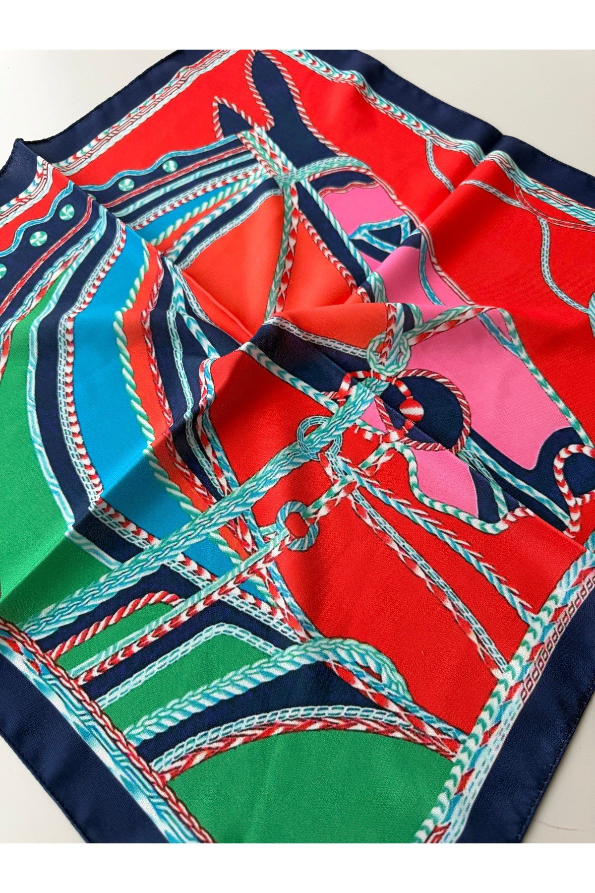 Desenli Renkli Fular Bandana 50x50cm Kadın Giyim Aksesuar