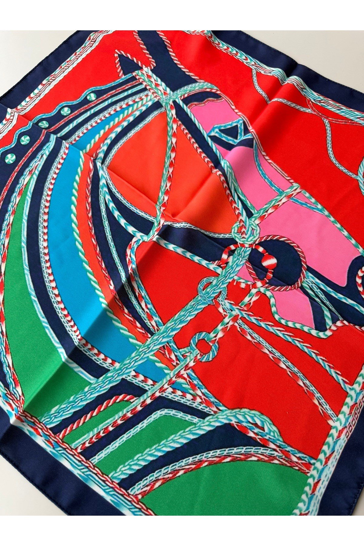 Desenli Renkli Fular Bandana 50x50cm Kadın Giyim Aksesuar