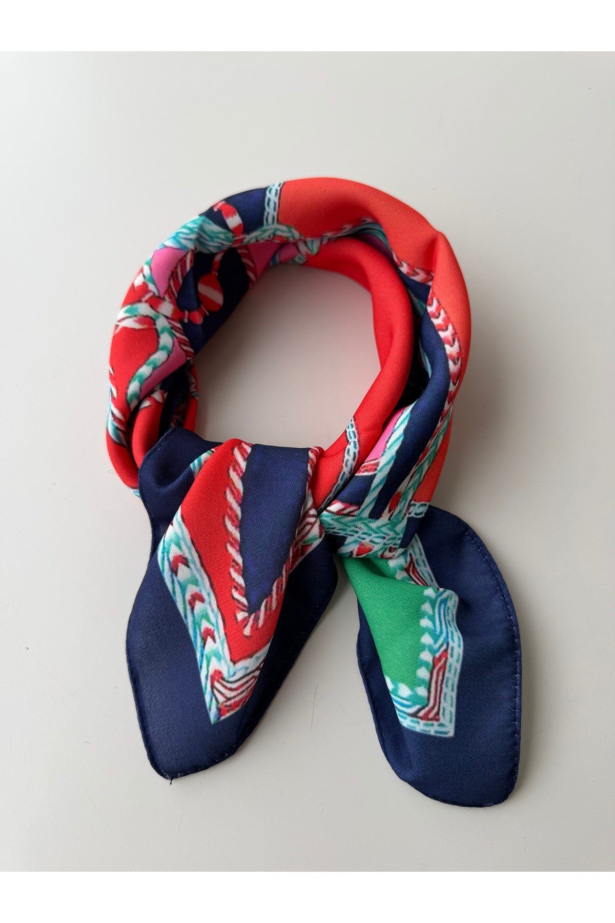 Desenli Renkli Fular Bandana 50x50cm Kadın Giyim Aksesuar