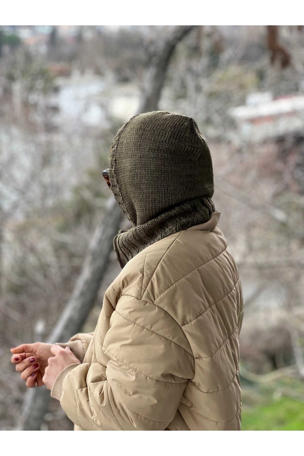 Haki Yeşil Balaclava Bere Boyunluk
