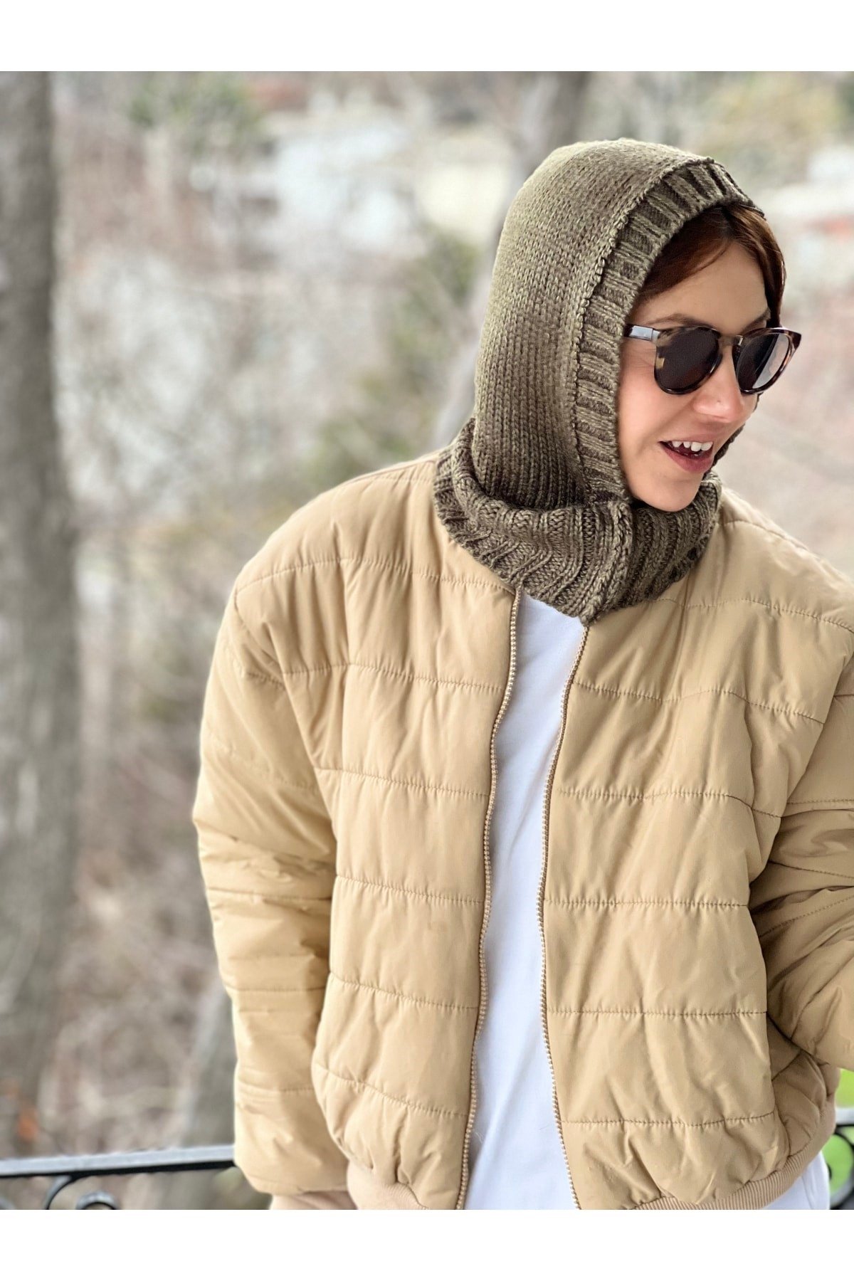 Haki Yeşil Balaclava Bere Boyunluk