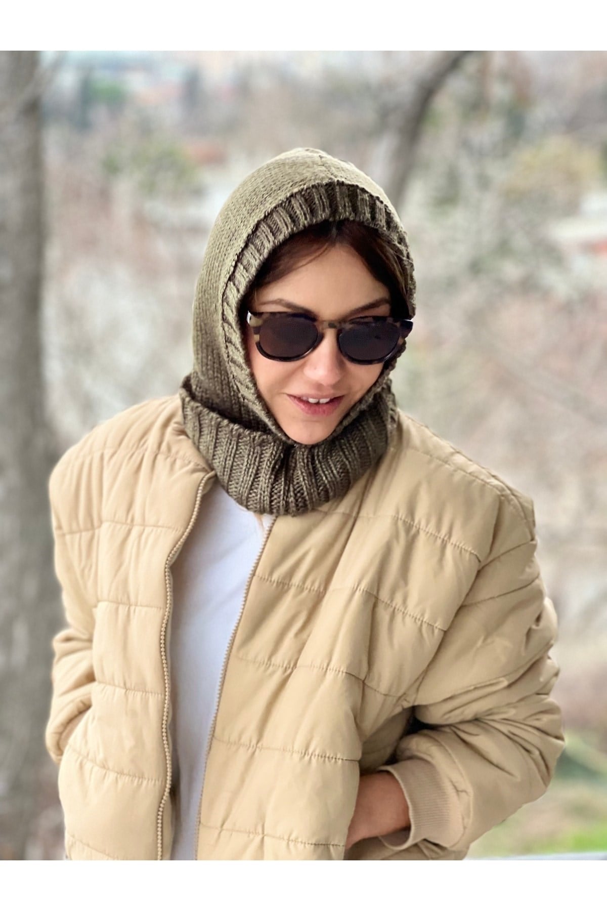 Haki Yeşil Balaclava Bere Boyunluk