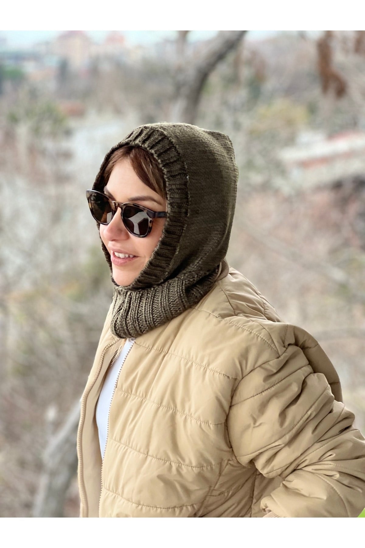 Haki Yeşil Balaclava Bere Boyunluk