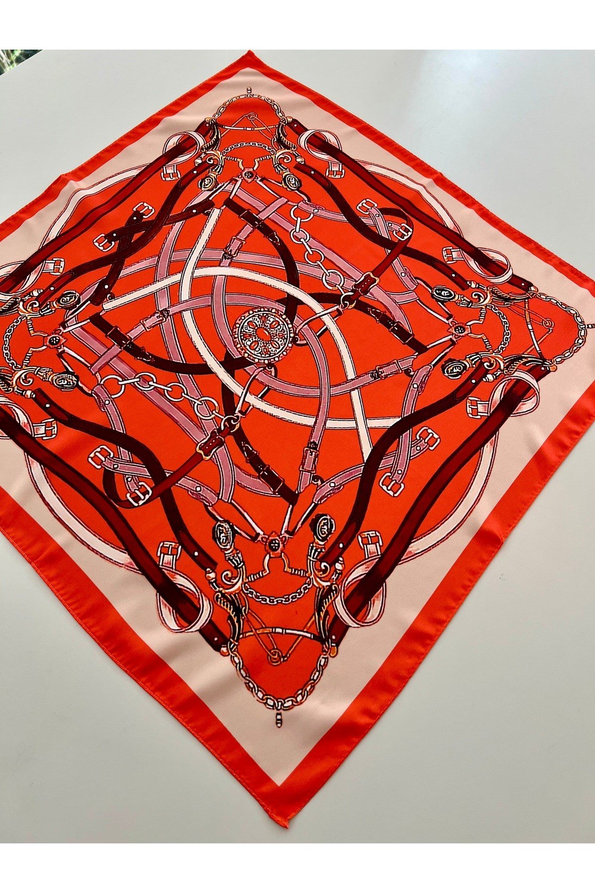 Kadın şal desenli renkli fular bandana