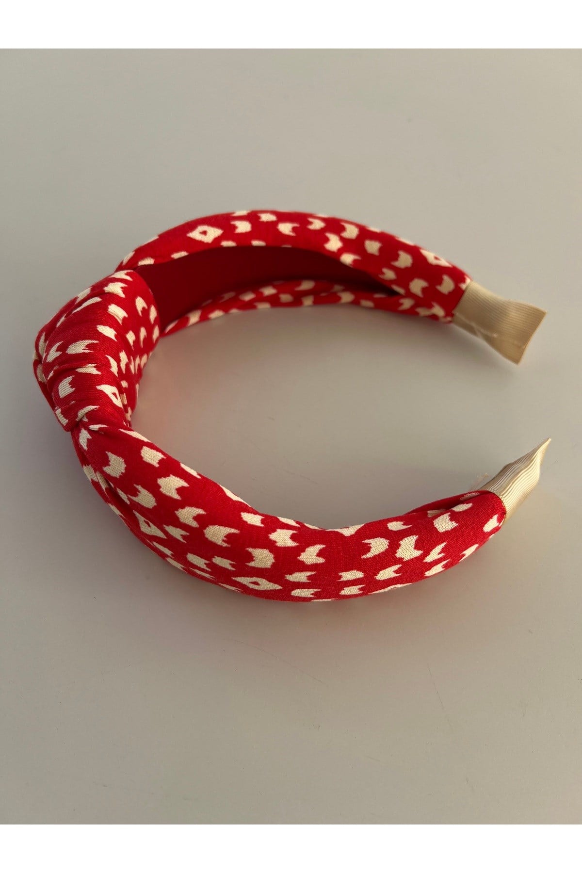 Kırmızı Düğümlü desenli taç bandana kadın saç aksesuarı