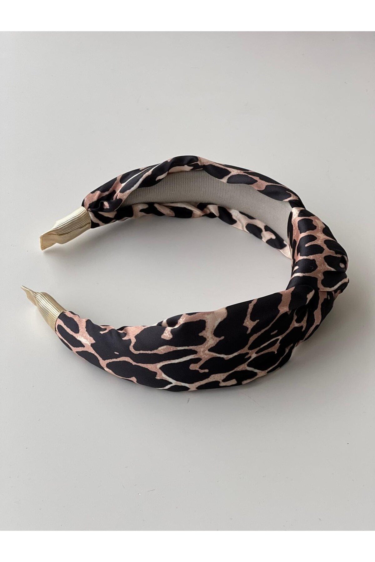Leopar Desen İpek Saten Düğümlü Taç