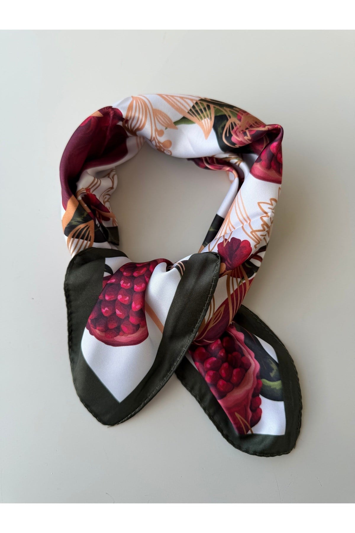 Nar Desenli Fular Bandana 50x50cm Kadın Giyim Aksesuar