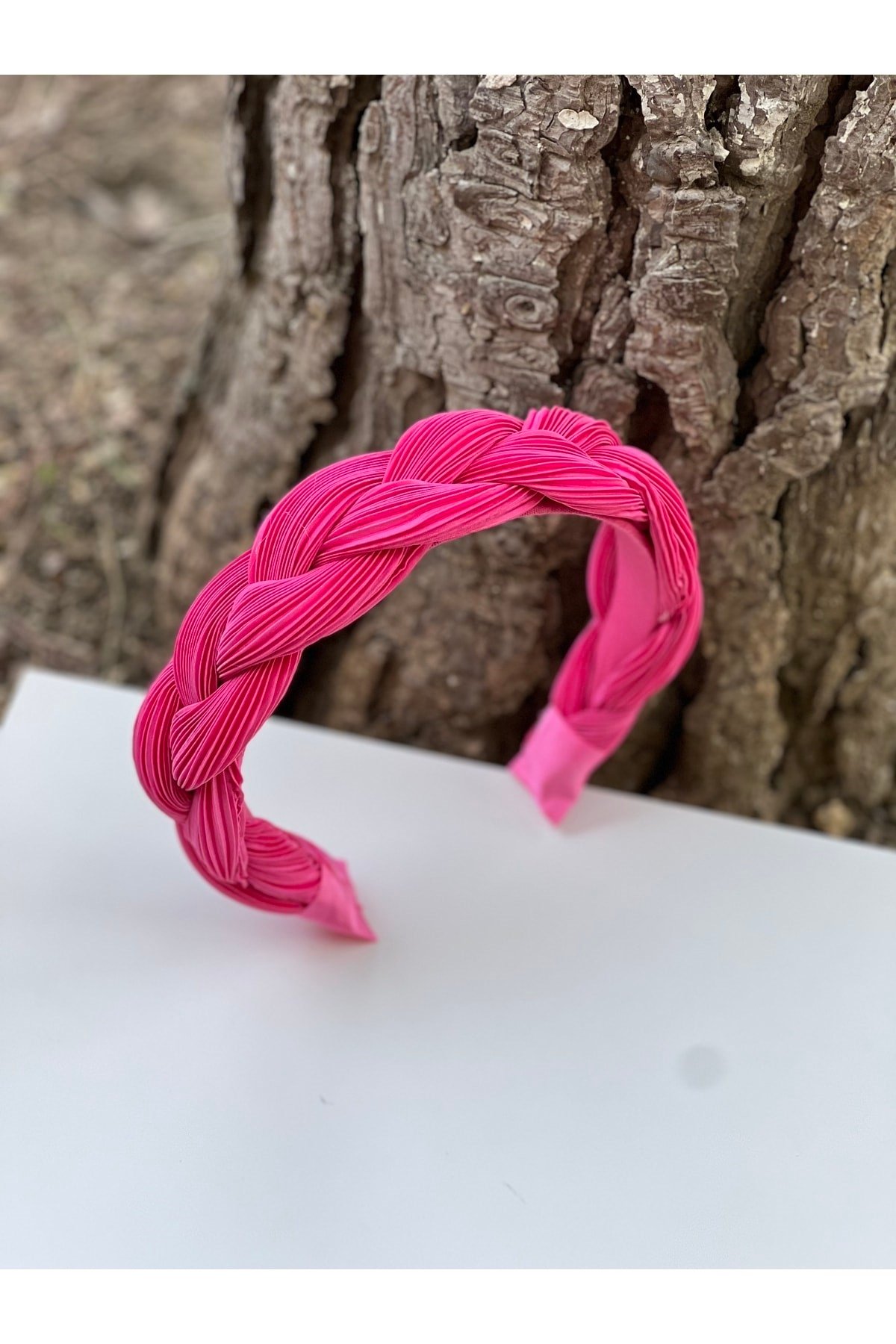 Pembe Pilise Örgü Taç Saç Bandı Kadın