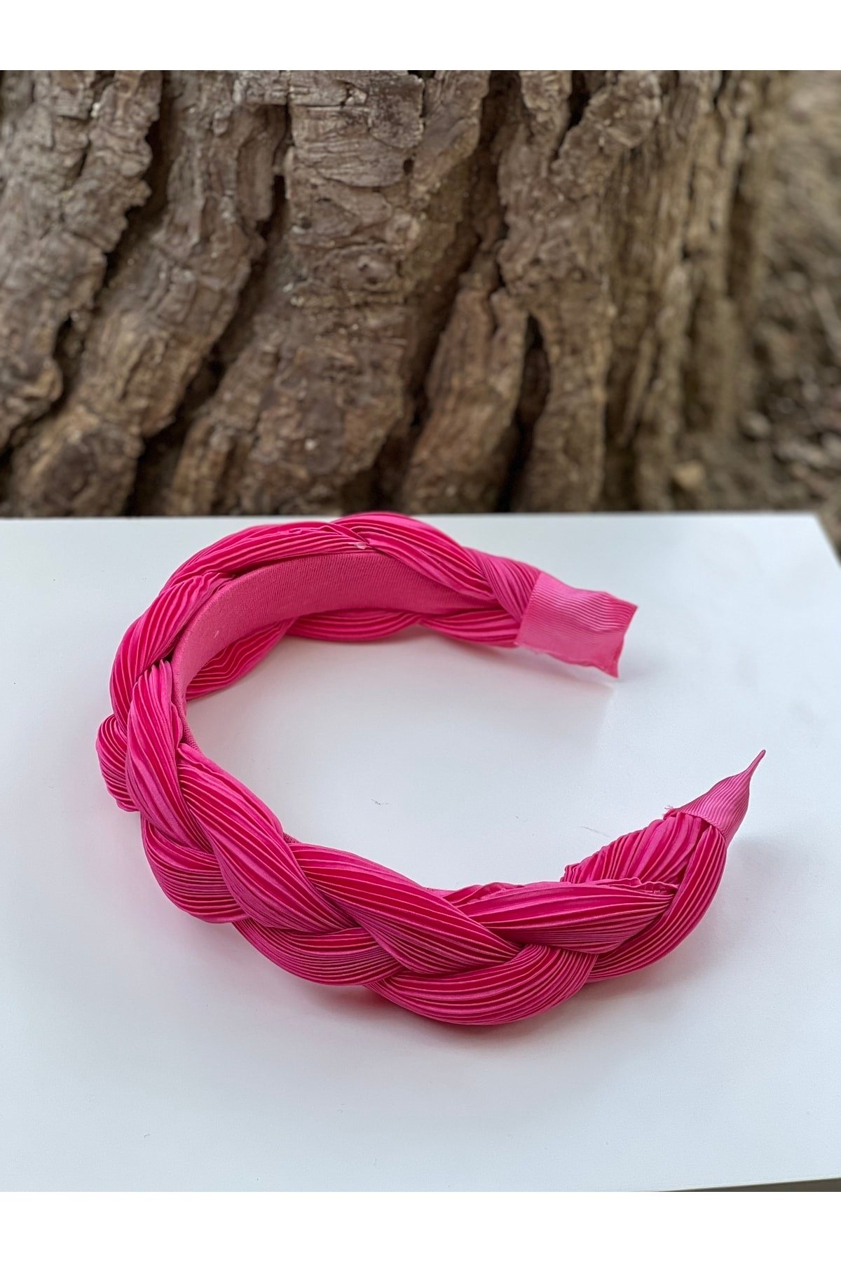 Pembe Pilise Örgü Taç Saç Bandı Kadın