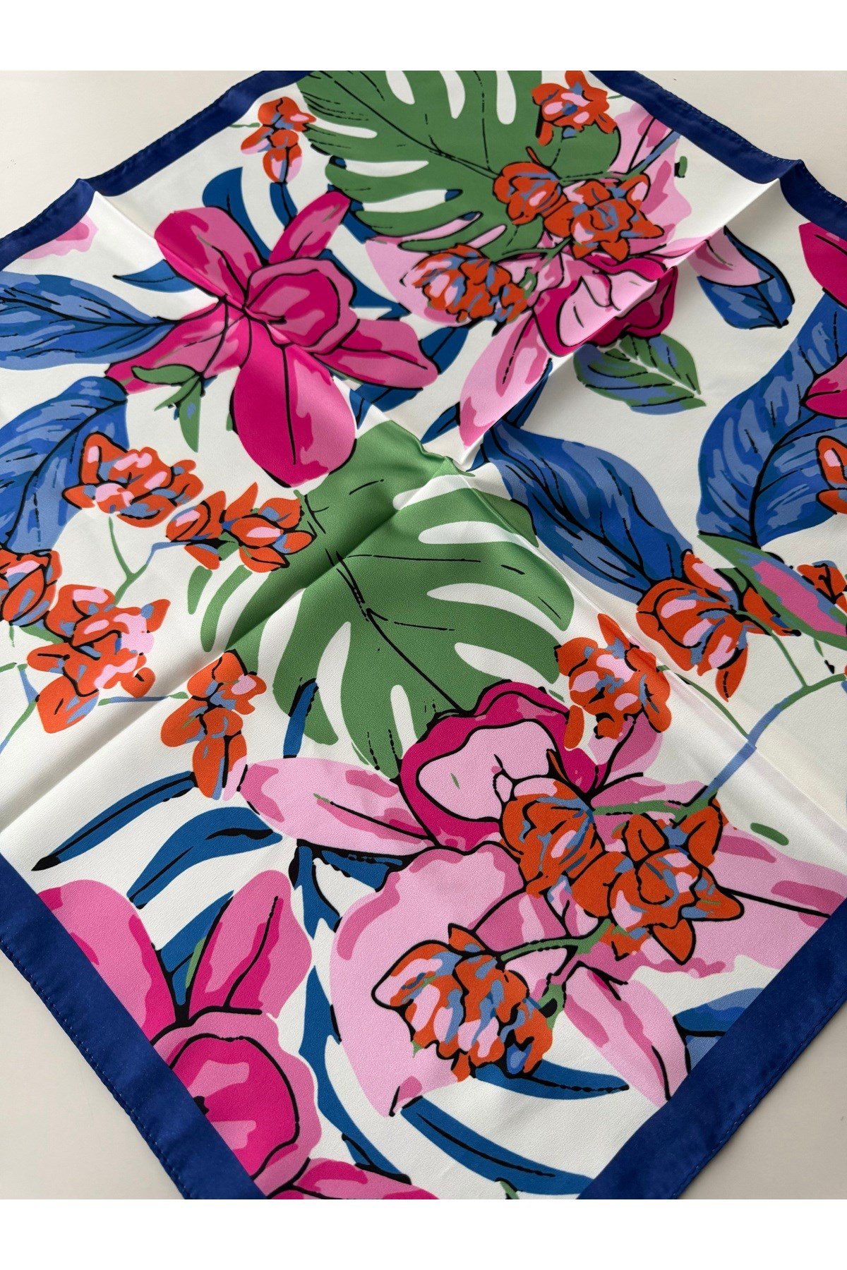 Renkli Desenli Fular Bandana 50x50 Kadın Giyim Aksesuar