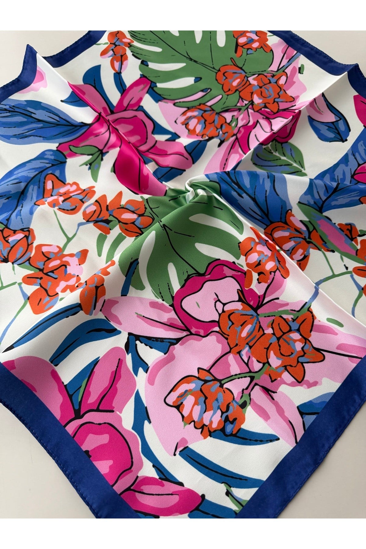 Renkli Desenli Fular Bandana 50x50 Kadın Giyim Aksesuar