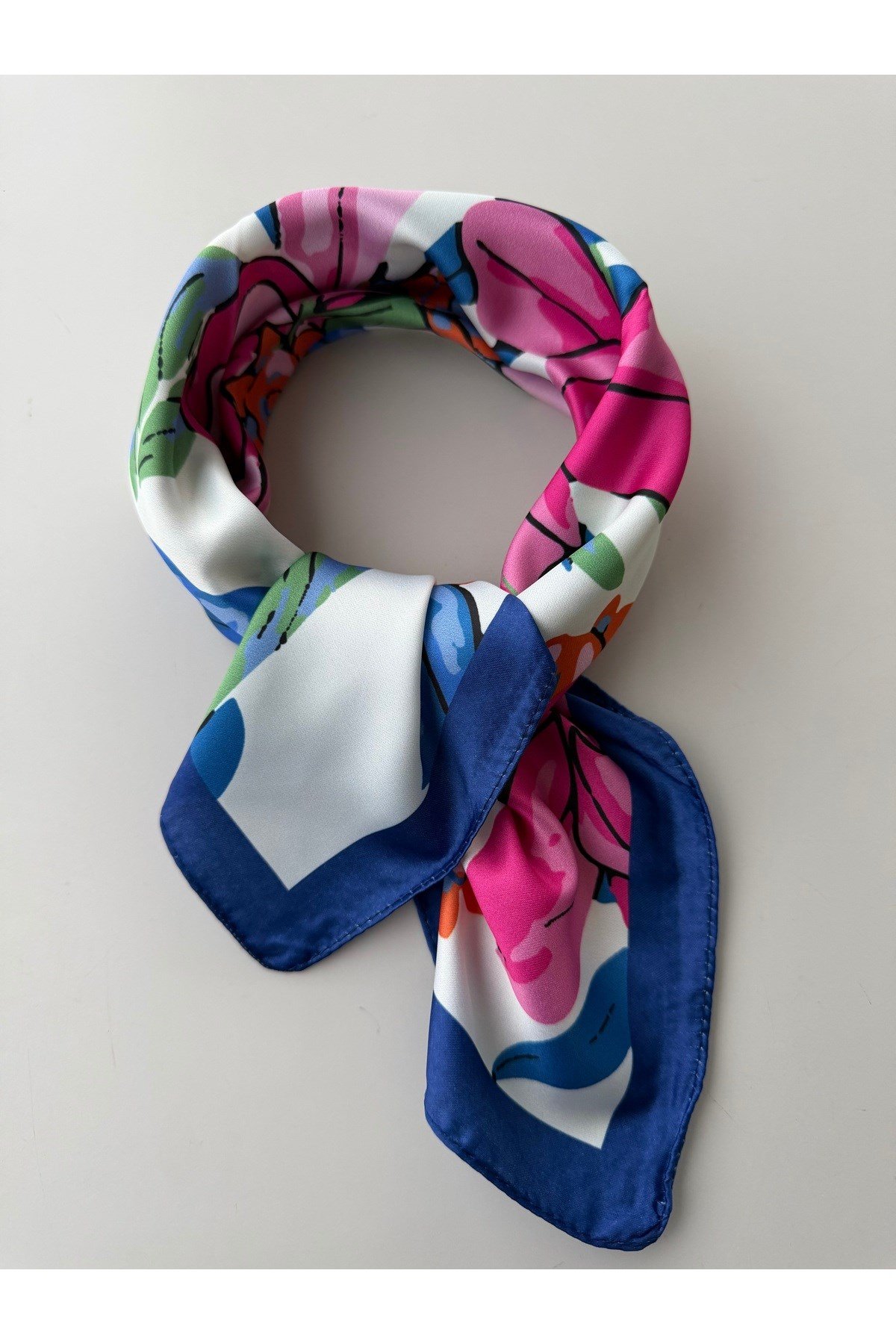 Renkli Desenli Fular Bandana 50x50 Kadın Giyim Aksesuar
