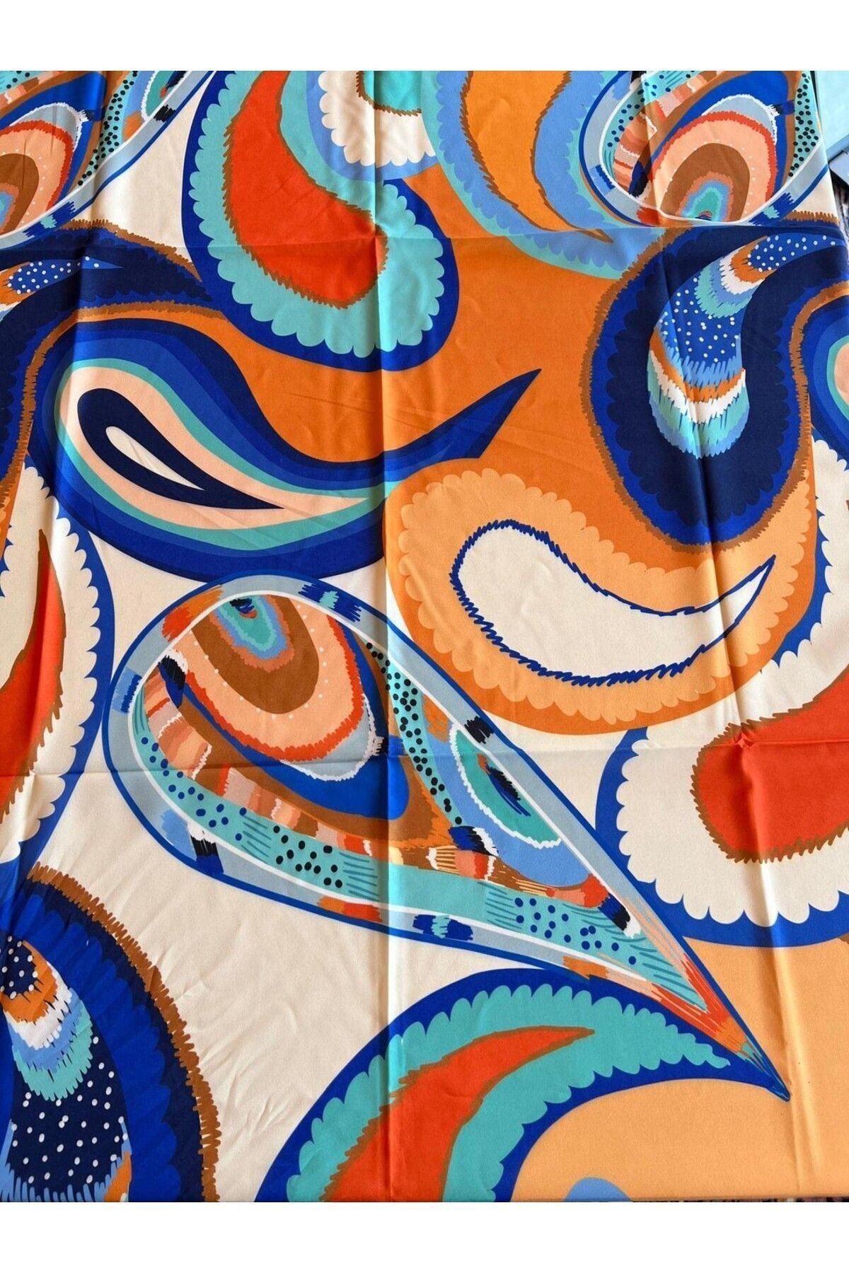 Rosa Çok Renk Desenli Iç Göstermeyen Parlak Kumaş - 95*145 Cm Ölçüsünde Pareo