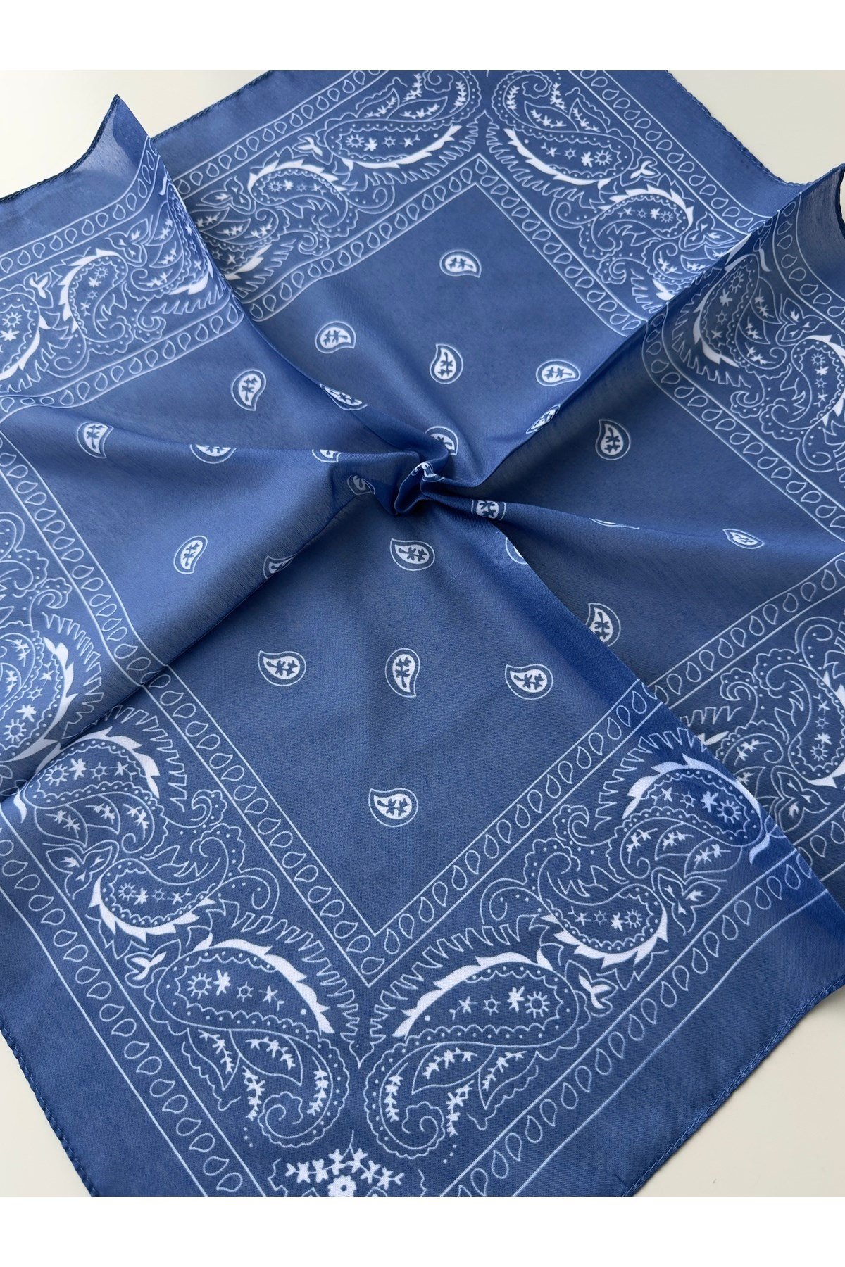 Şal Desenli Pamuklu Fular Bandana Kadın Giyim Aksesuar 50x50