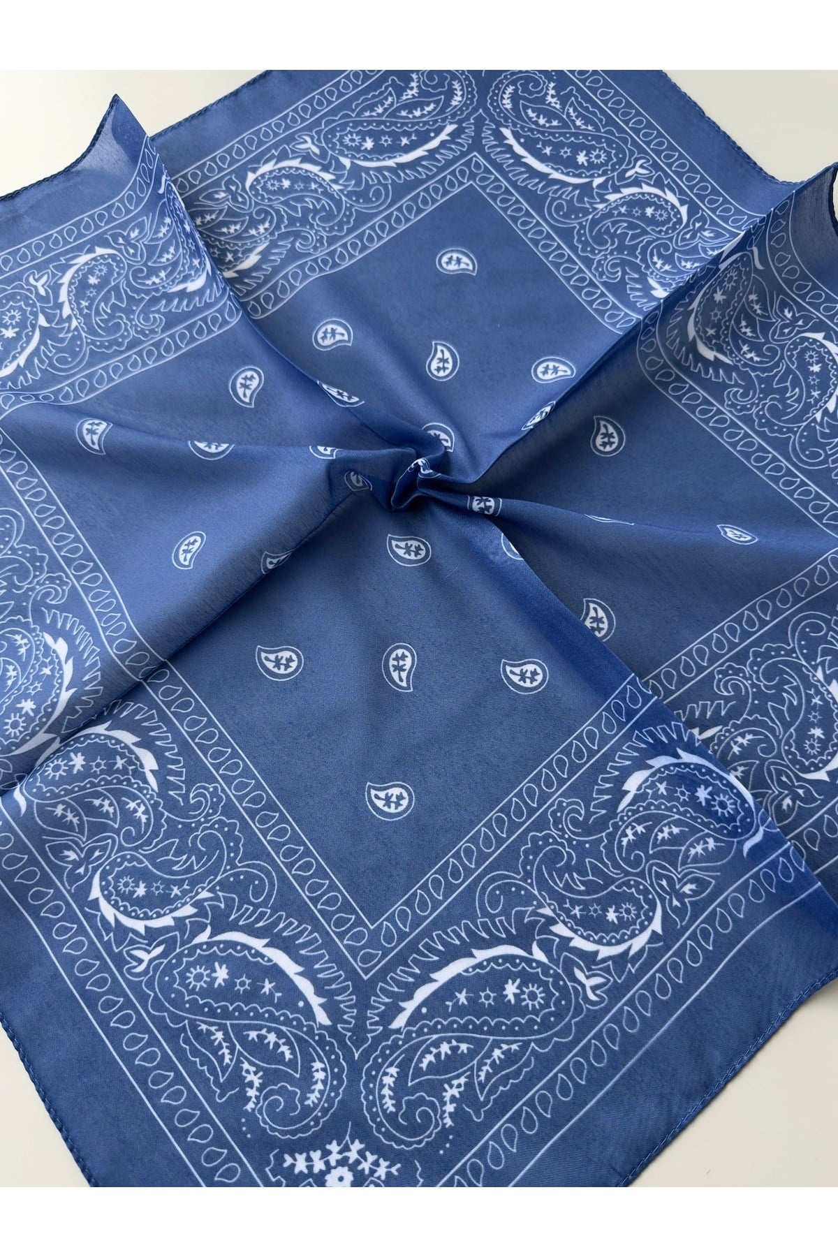 Şal Desenli Pamuklu Fular Bandana Kadın Giyim Aksesuar 50x50