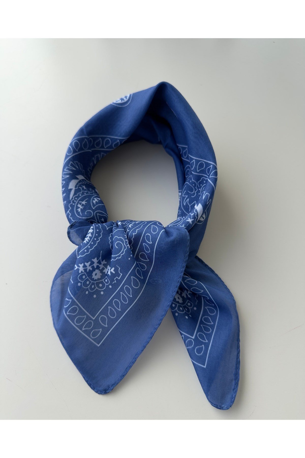 Şal Desenli Pamuklu Fular Bandana Kadın Giyim Aksesuar 50x50