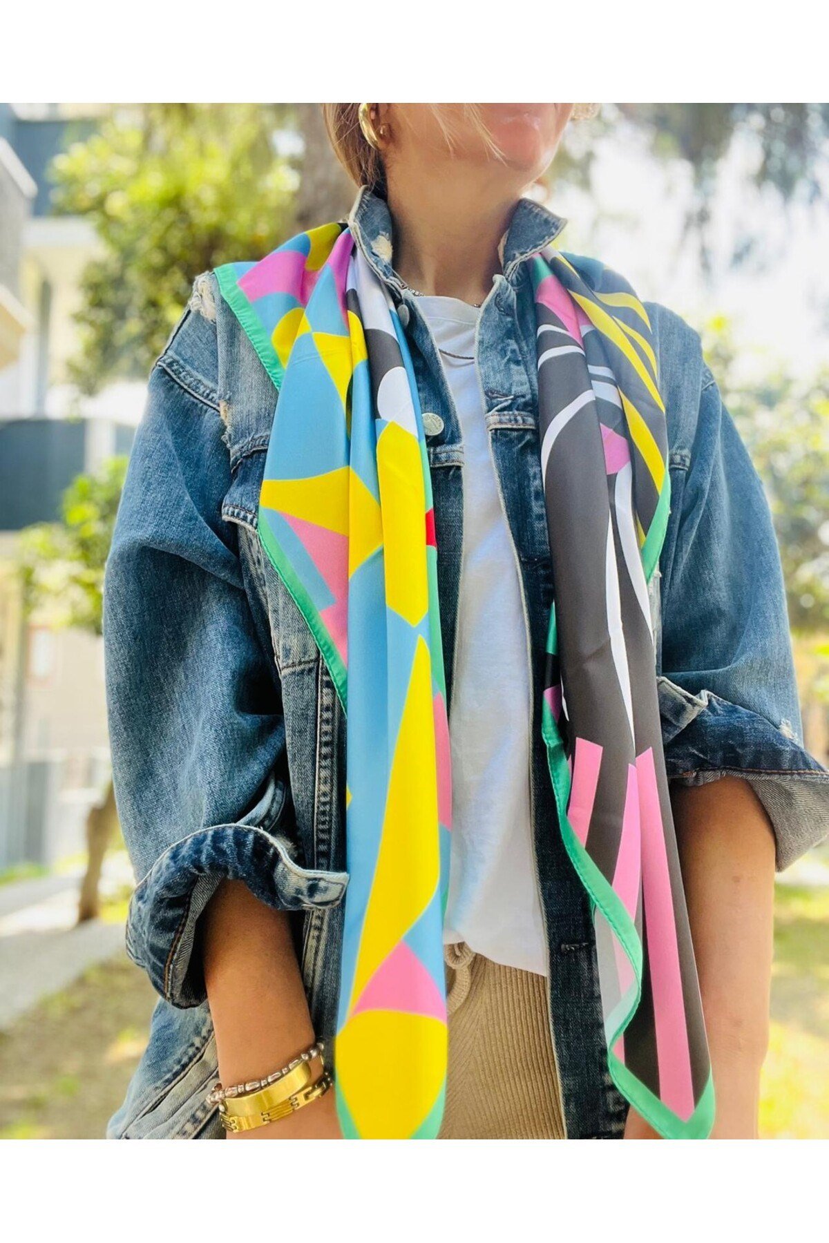 TINA Desenli 100x100 Bandana Fular