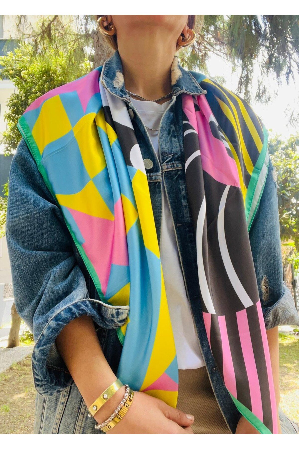 TINA Desenli 100x100 Bandana Fular