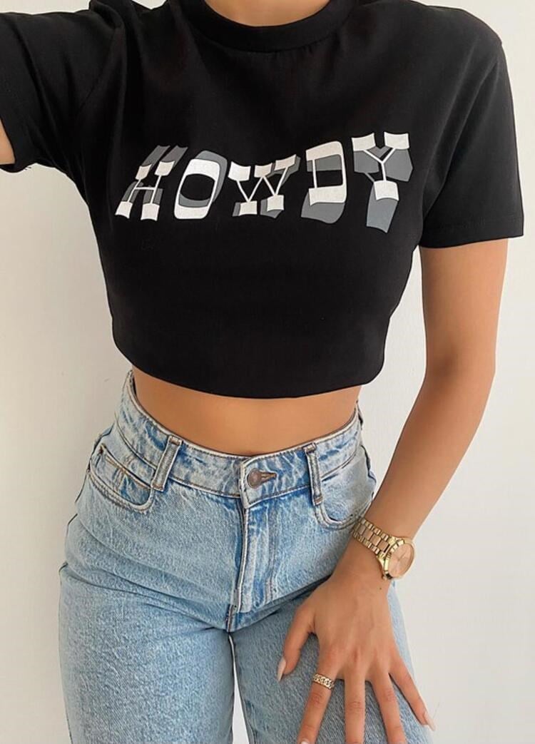 HOWDY BASKI CROP TİŞÖRT