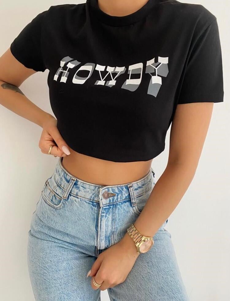 HOWDY BASKI CROP TİŞÖRT