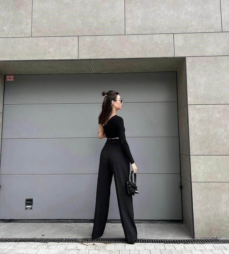 PİNTEREST GİRL TASARIM BLACK KUMAŞ PANTOLON