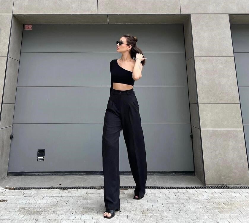 PİNTEREST GİRL TASARIM BLACK KUMAŞ PANTOLON