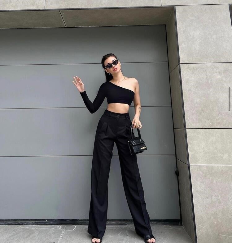 PİNTEREST GİRL TASARIM BLACK KUMAŞ PANTOLON