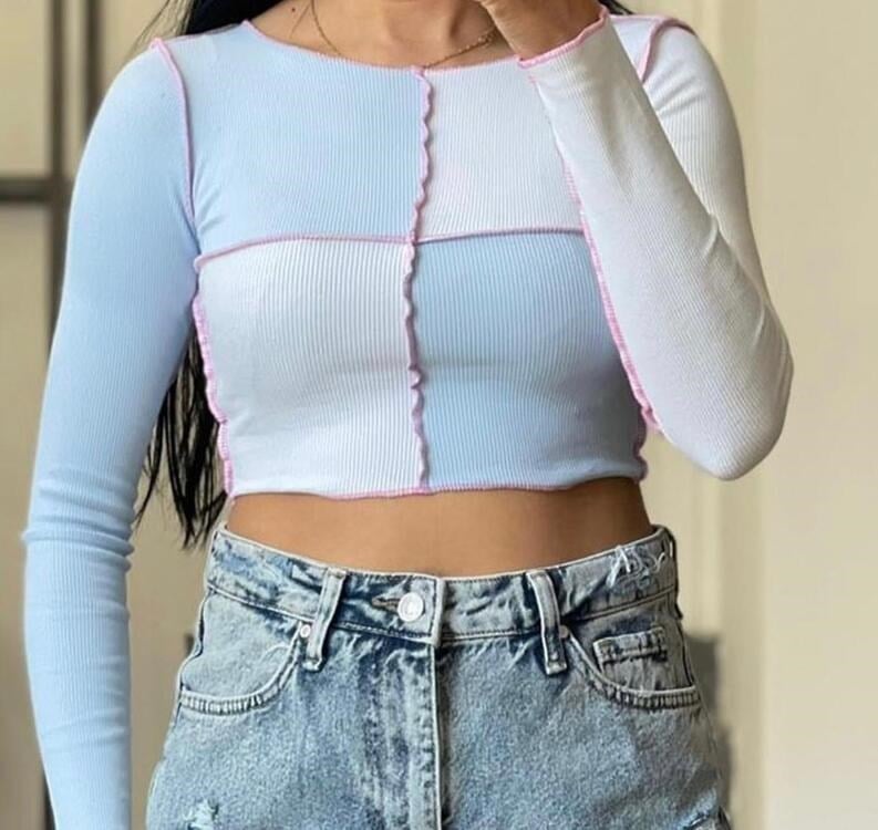 TASARIM ÇİFT RENK PİNTEREST CROP BODY