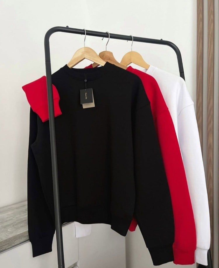 WOMAN 1. SINIF KALİTE COTTON WHİTE SWEATSHIRT