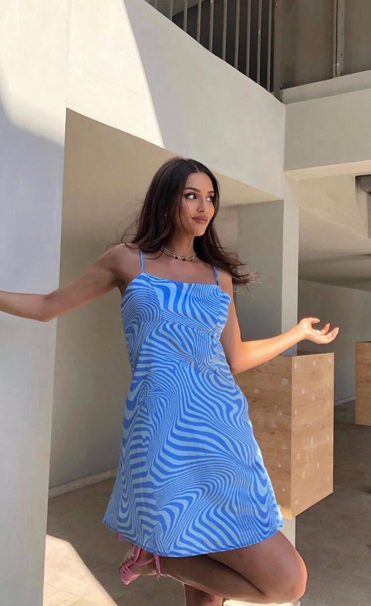WOMAN BLUE TASARIM PİNTEREST ELBİSE