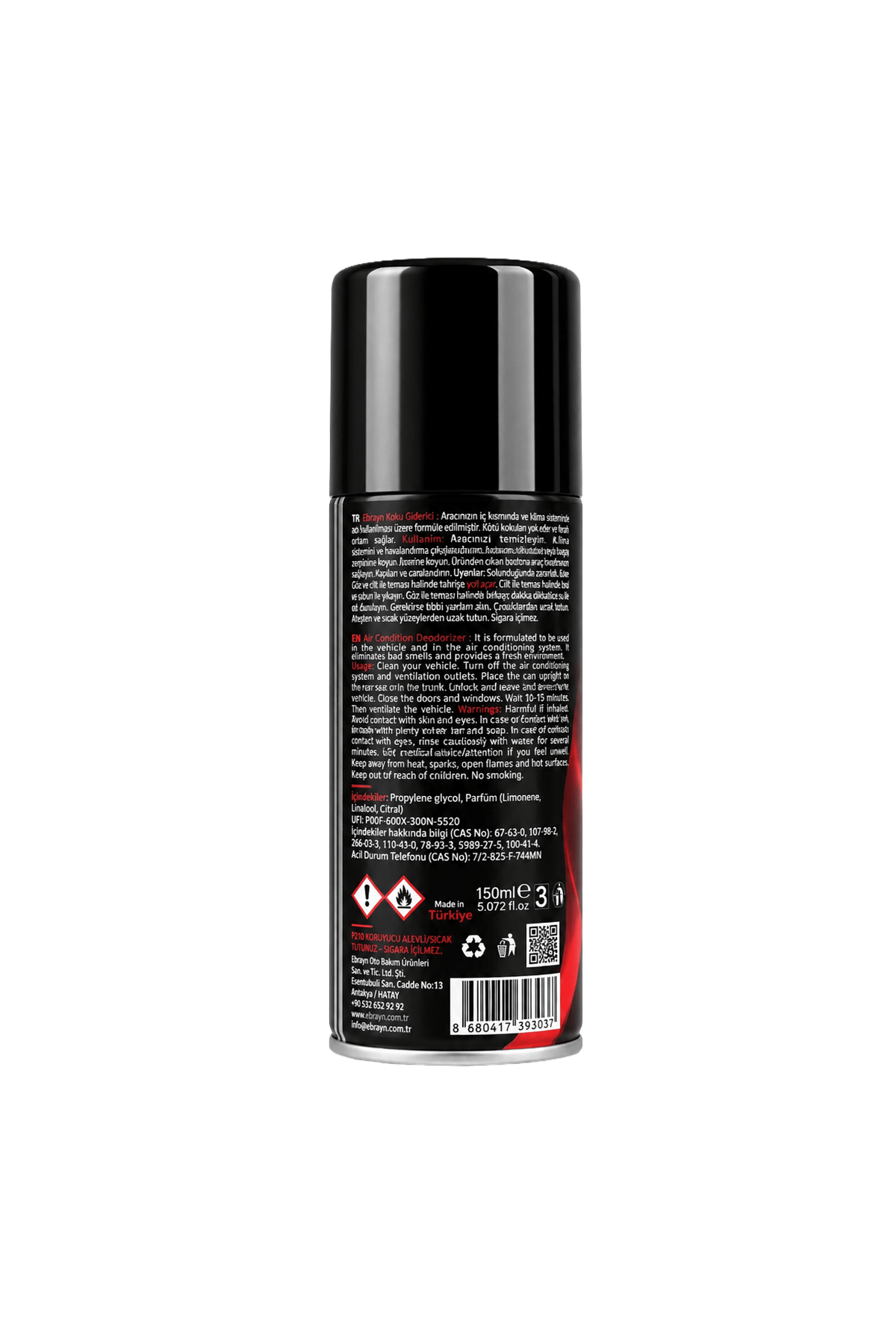 Ebrayn Araç İçi ve Klima Koku Giderici Prime 150 ml - Klima Bombası