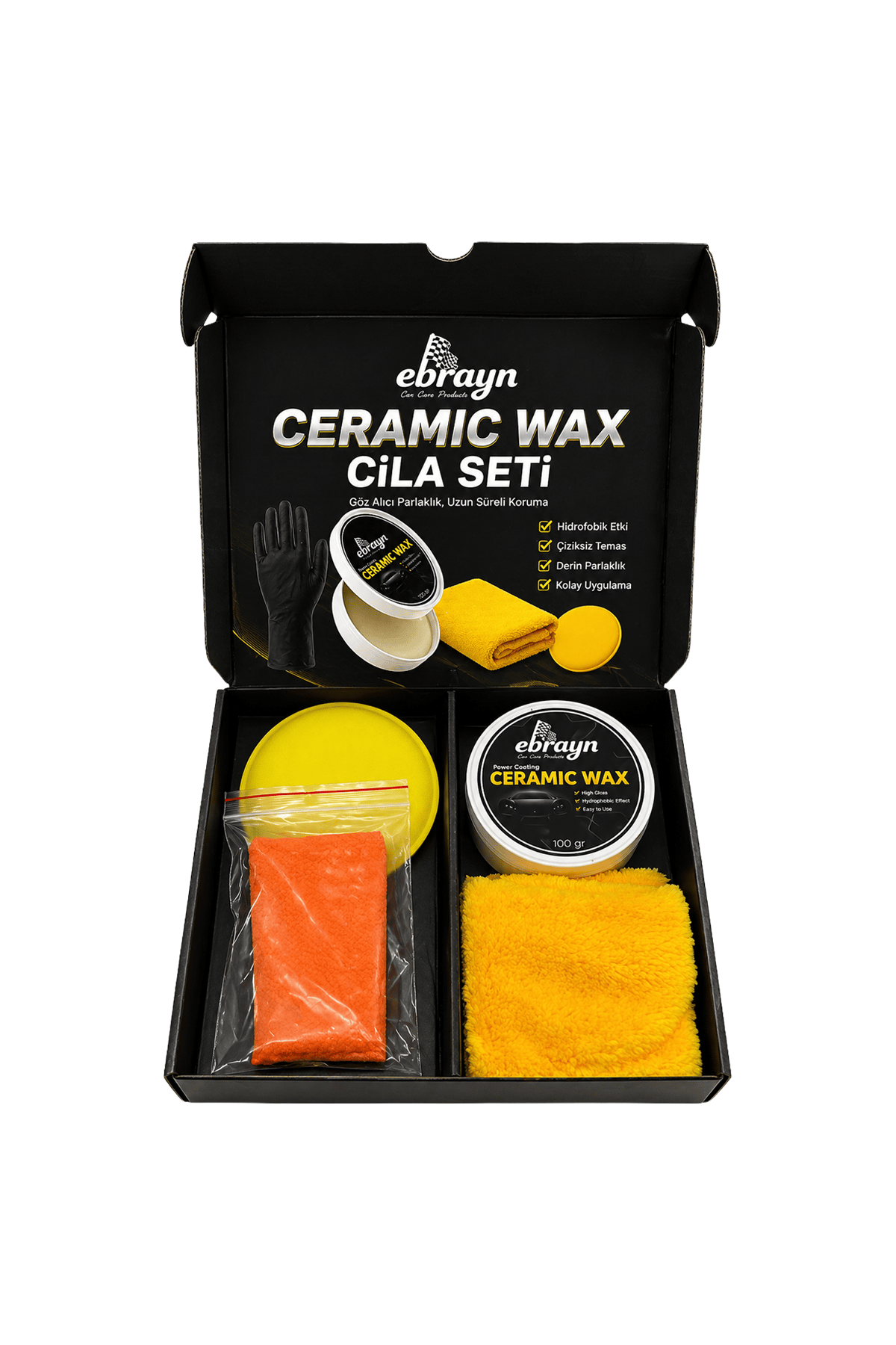 Ebrayn Ceramic Wax Seramik Katkılı Krem Cila Seti - 100 gr 