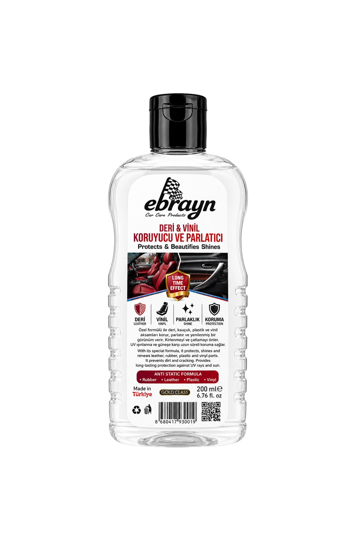 Ebrayn Deri, Vinil ve Plastik Koruyucu Parlatıcı 200 ml - Hidrofobik Su İtici Formül