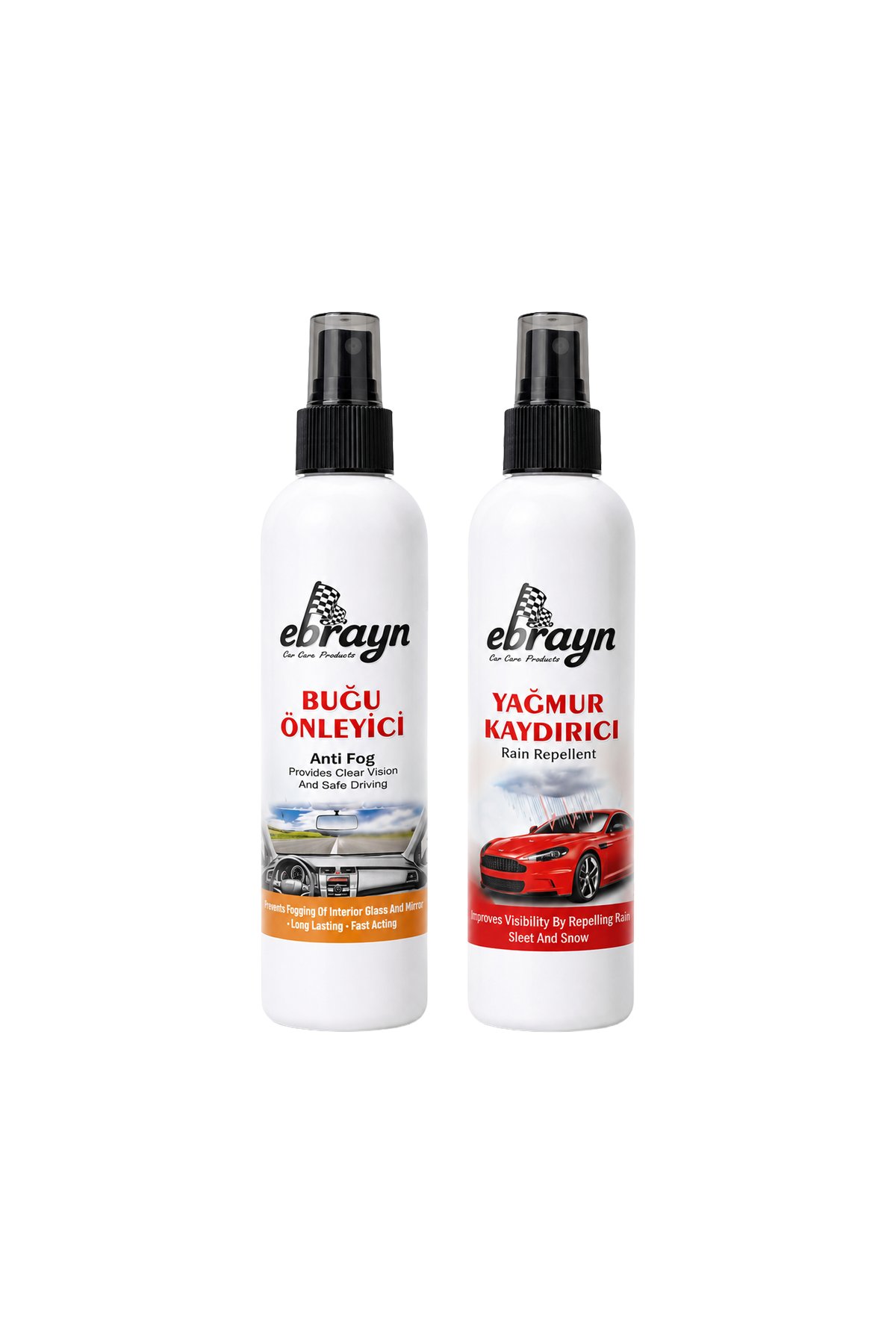Ebrayn Güvenli Sürüş Seti - Yağmur Kaydırıcı & Buğu Önleyici Cam Bakım Spreyi  Marka: Ebrayn (Car Care Products)
