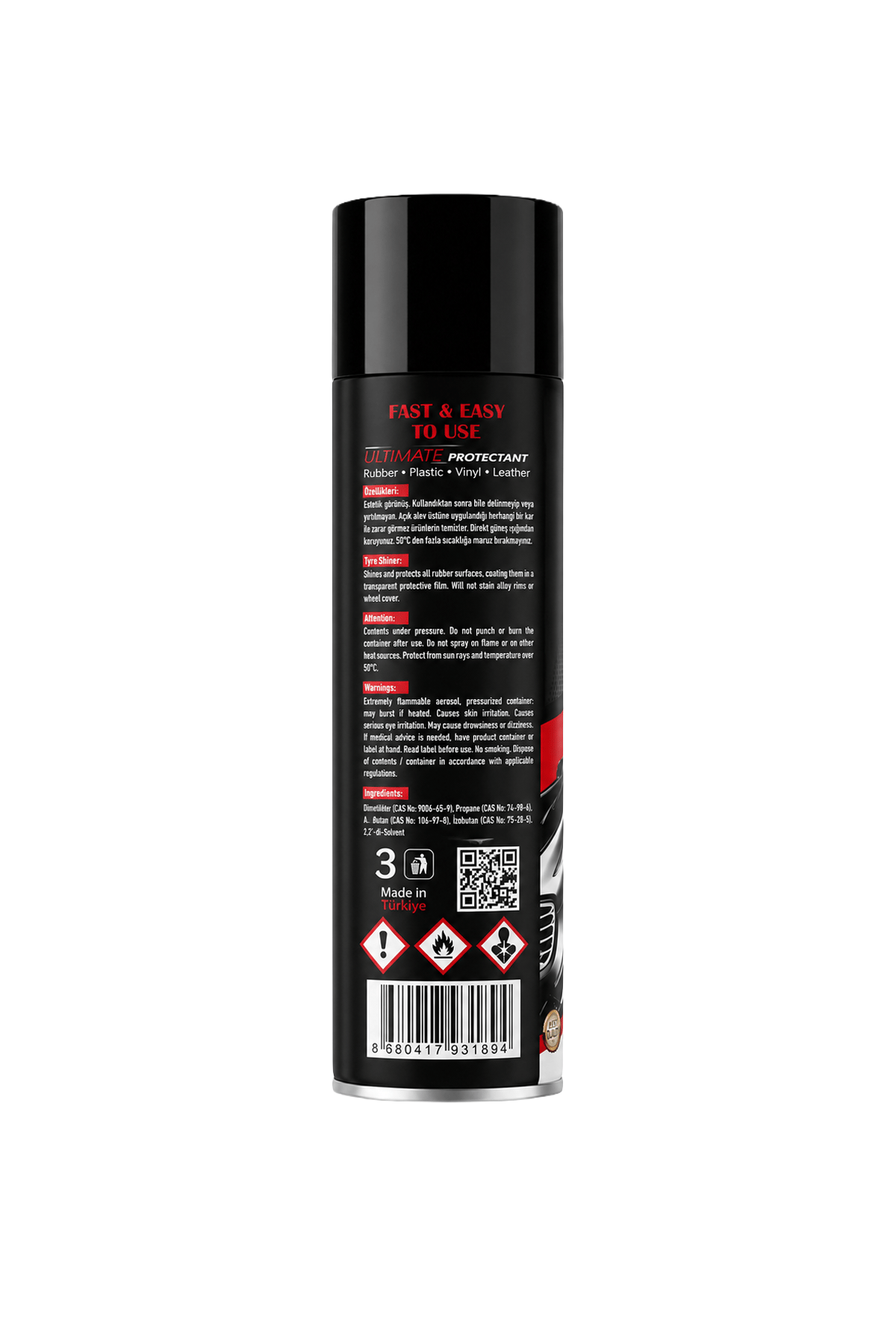 Ebrayn Lastik Parlatıcı Sprey 500 ml - Ultimate Protectant Hızlı Uygulama