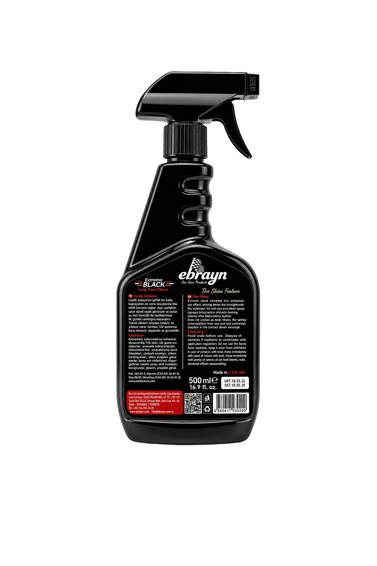 Ebrayn Lastik Parlatıcı ve Koruyucu Sprey 500 ml