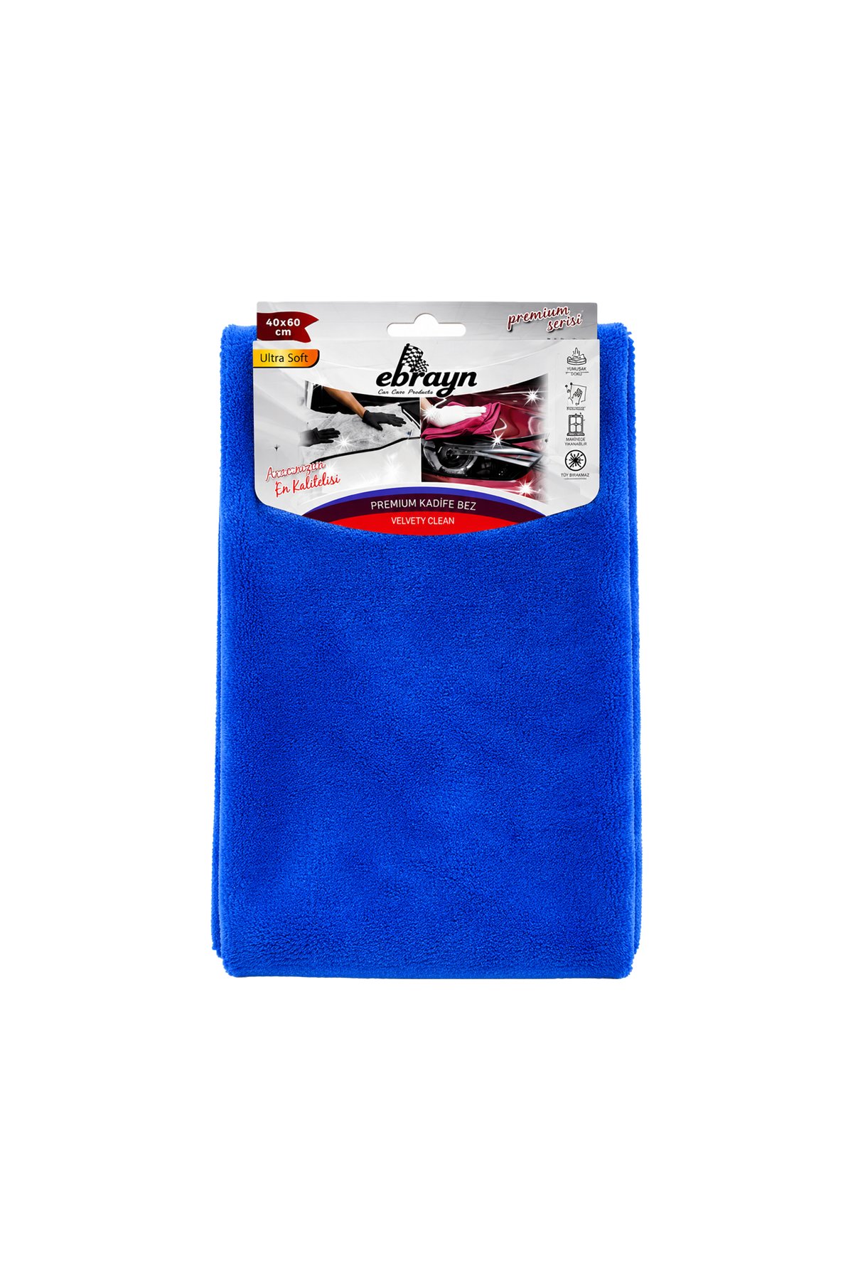 Ebrayn Premium Kadife Mikrofiber Bez 40x60 cm - Ultra Yumuşak Çizmez Kurulama ve Cila Bezi